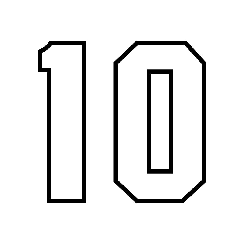Standard Block 10" Outline Screen Printing Numbering Stencils
