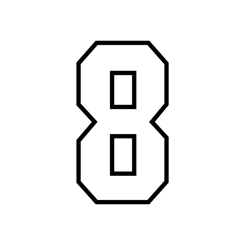 Standard Block Outline 8" Screen Printing Numbering Stencils